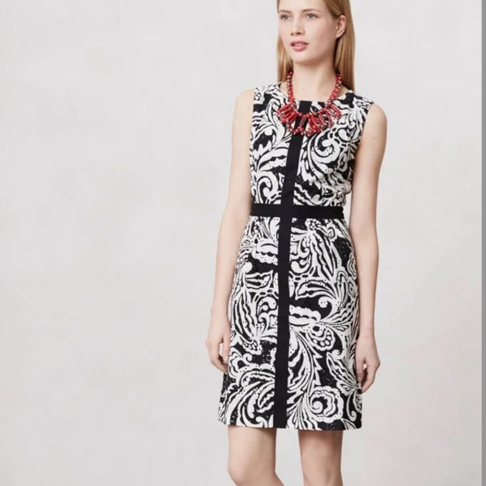 Anthropologie Tabitha Eyelet Sheath Dress/ Embroidered Cocktail Party Dress